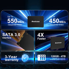 2.5" SATA3 SSD Hard Drive 120GB 240GB 1TB 512GB 128GB 256GB 2TB 4TB Internal Solid State Drive for Laptop Bestoss
