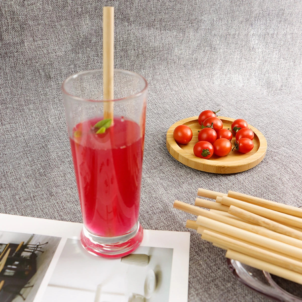 Pailles à boire en bambou naturel réutilisables avec étui, bionickel ables, écologiques, pour cocktail, bar, boissons, 10 pièces