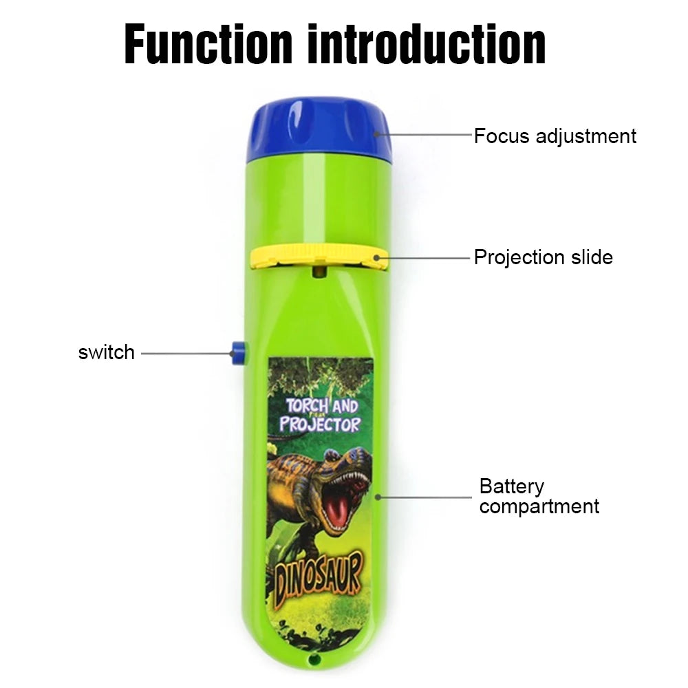 Children's Projection Flashlight, Light Projector, Cute Cartoon Dinosaur Educational Toy, Picture Light, Bedtime Learning, Fun Toys for Kids