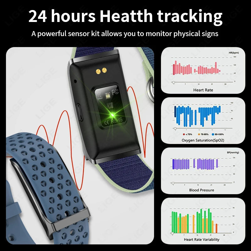LIGE sans écran Bracelet intelligent fréquence cardiaque pression artérielle moniteur de sommeil podomètre sport Fitness Tracker hommes femmes Smartwatch 2025