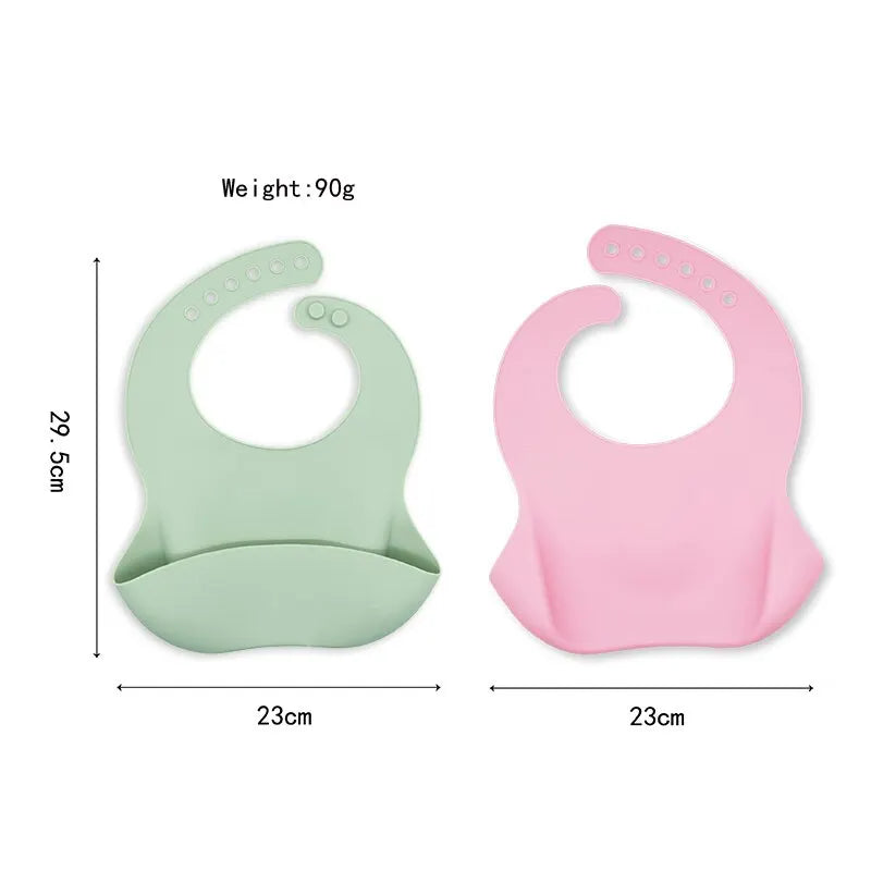 Bavoirs imperméables pour bébé, mignon dessin animé imprimé d'animaux, bavoir pour enfants, fille et garçon, bavoir réglable en Silicone souple, articles d'alimentation pour bébé