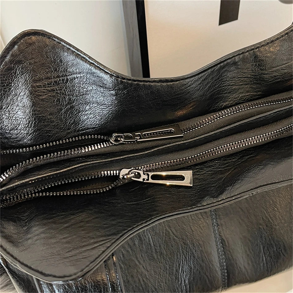 Sac à Main de Grande Capacité en Cuir Souple Hobos pour Femme, Grand Fourre-Tout de Style, Sacoche de Shopping