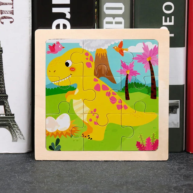 Puzzle en bois de petite taille, jouets Montessori pour bébé, jeu de société 3D, jouets éducatifs, cadeau pour enfants, 9 pièces