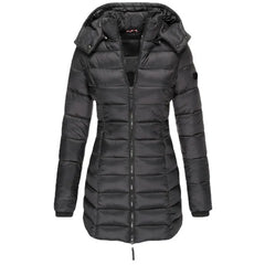 Veste d'hiver en coton pour femme, couleur unie, coupe ajustée, chaude, solide, à capuche, vêtements pour femmes, nouvelle collection