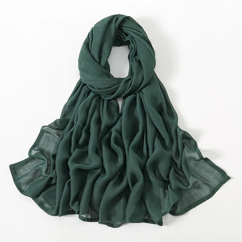 Ramadan Solid Color Plus Size Cotton Rayon Hijab Scarf Women's Muslim Headscarf Wraps Shawls Muslim Women's Headband Islamic Turban