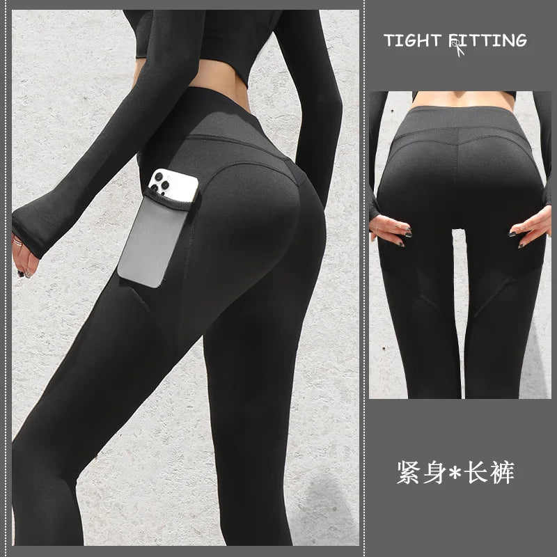 Pantalons de Yoga avec poche pour femmes, Leggings pour Fitness, en Nylon, taille haute, longs, collants Push UP, vêtements de gymnastique, 2024