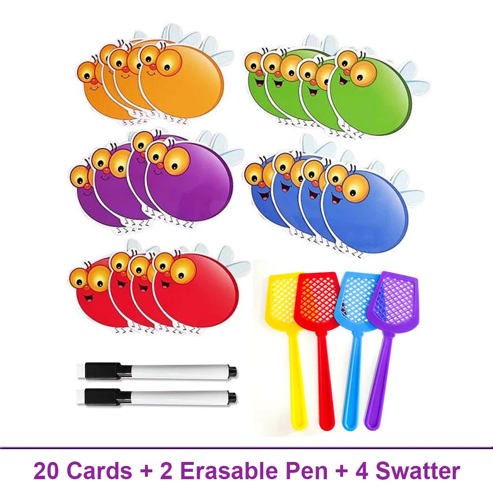 Cartes volantes effaçables à sec, cartes vierges, jeu Swat pour la maternelle, jouets éducatifs Montessori, carte d'apprentissage DIY, outils pédagogiques