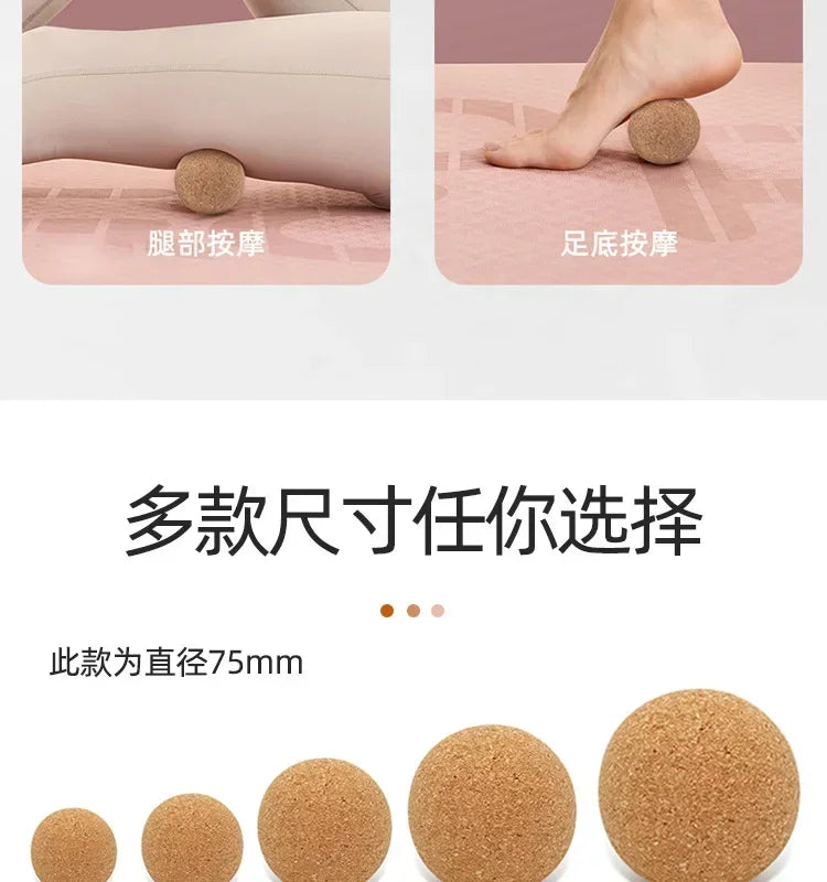 Balle de Yoga en liège, boule de Massage Fascia Ф6cm Ф7cm Ф8cm, relaxation des Muscles pour la salle de sport, le Fitness, le Pilates, la danse, outils auxiliaires, thérapie de libération