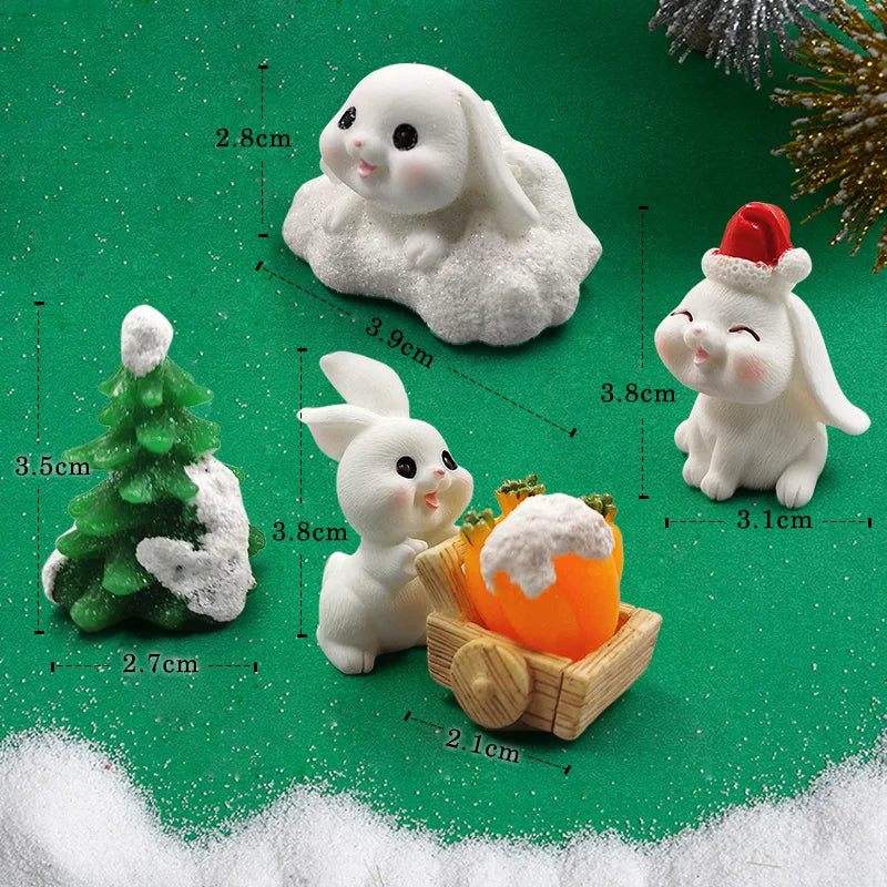 Figurine de pâques de noël, lapin blanc, carotte, bricolage, décor de chambre Kawaii, accessoires de décoration de jardin féerique miniatures modernes