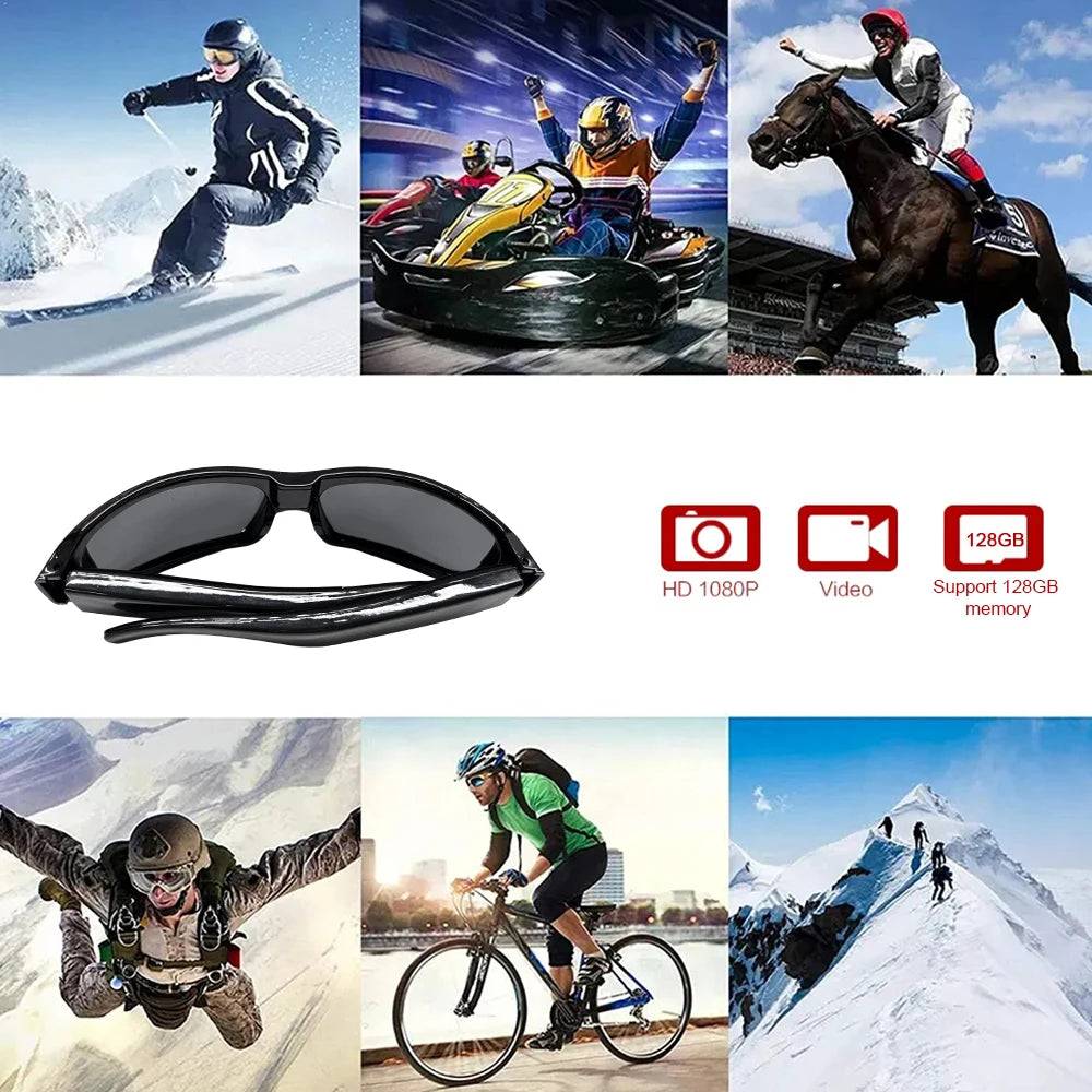 Mini caméra portable avec lunettes, enregistreur vidéo extérieur, prise de photos, cyclisme, contrôle à un bouton, HD, 1080P