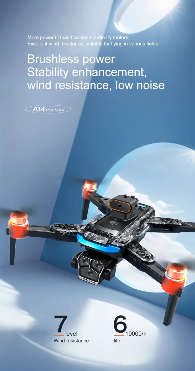 Xiaomi A14 ProMax Drone, Brushless Motor, 8K HD, Three Cameras, GPS, Optical Flow, Obstacle Avoidance, Foldable Quadcopter Drone Toy