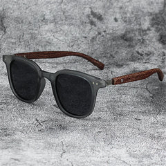 Lunettes de soleil classiques avec branches à motif de grain de bois, petit cadre carré pour hommes, lunettes de soleil de haute qualité pour femmes, lunettes de pêche avec protection UV400.