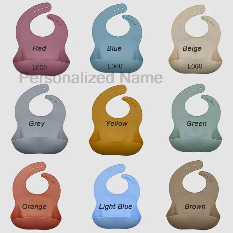 Bavoir en Silicone pour bébé et enfant en bas âge, imperméable, souple, avec poche de chargement, pour garçons et filles, Logo personnalisé gratuit