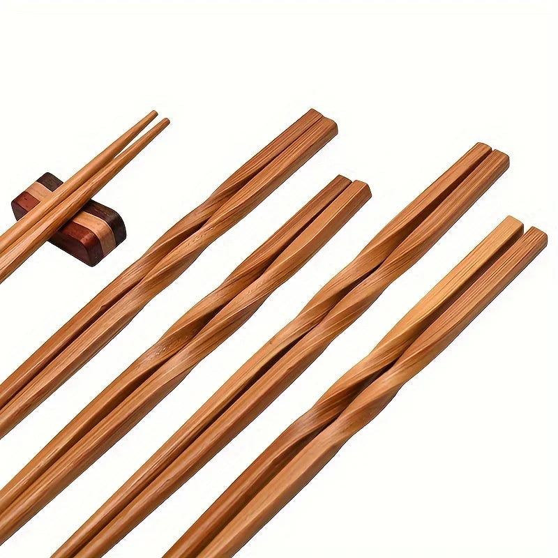 Ensemble de 5 paires de baguettes en bambou naturel, baguettes de style chinois, baguettes pointues pour la maison, ustensiles de cuisine