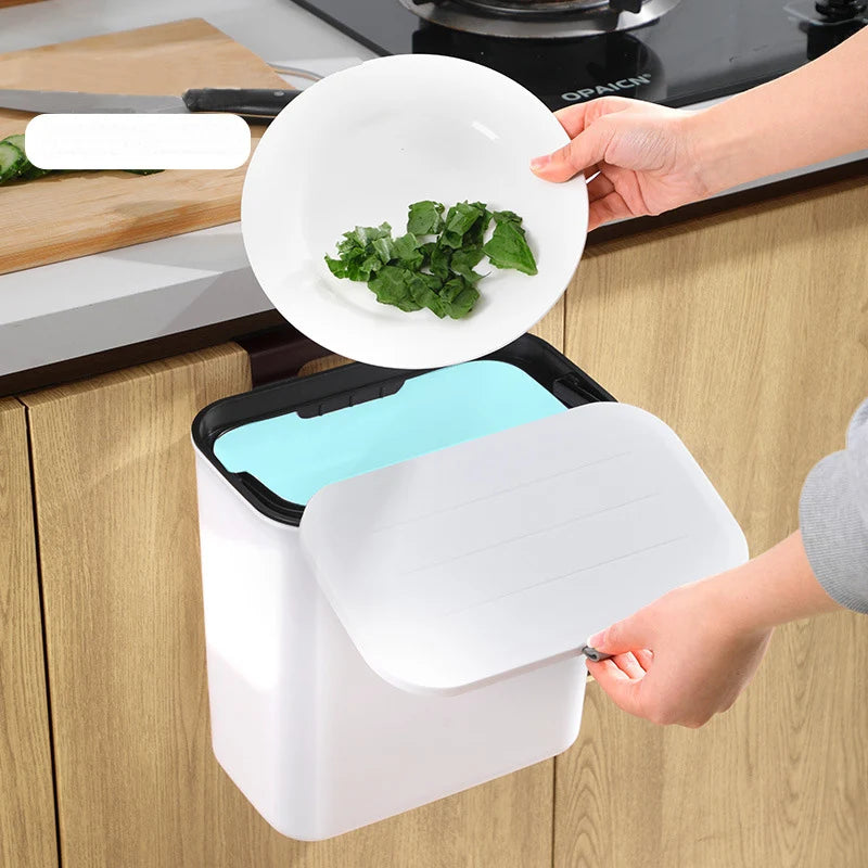 Poubelle de compost de cuisine pour comptoir ou sous évier, petite poubelle de cuisine suspendue avec couvercle pour seau à compost intérieur montable