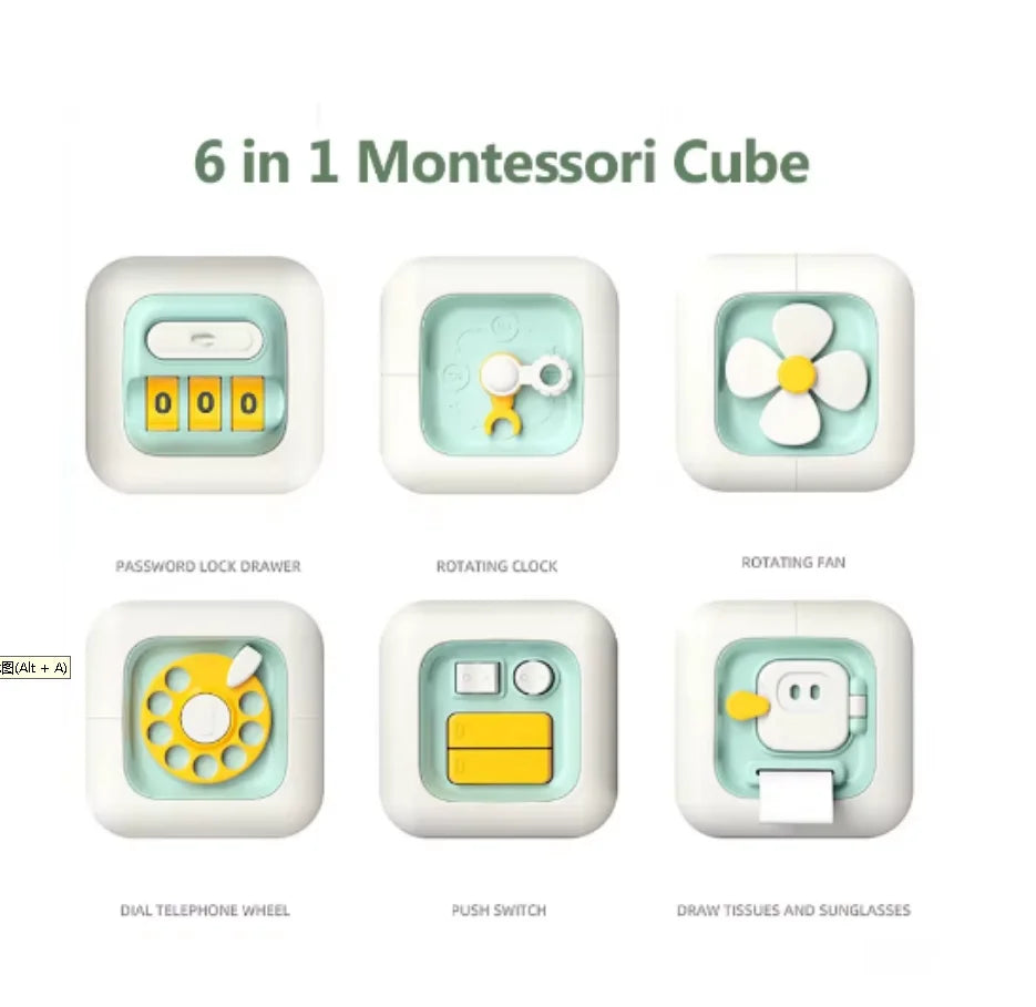 Jouets éducatifs Montessori 6 en 1, planche sensorielle occupée, compétences de pratique pour bébé, Cube de tiroir, jouets éducatifs Fidget pour fille et garçon