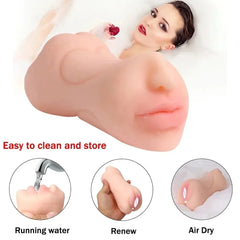 Adult male sex toy, airplane cup, yellow chewing cup, 3D, deep throat, realistic female vagina, anus, three holes, pocket pussy, 18+ XXX
