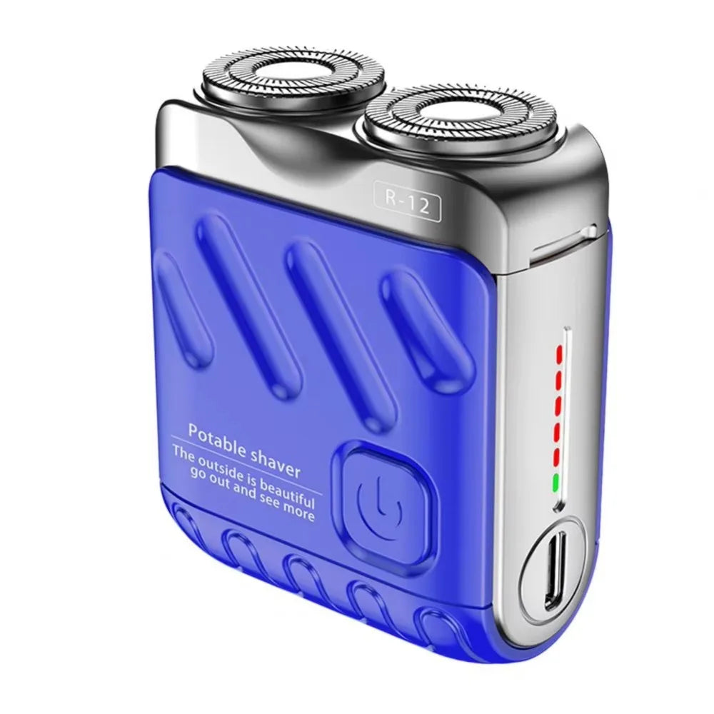Mini Compact Electric Shaver for Men, Magnetic, Double Head, Portable, Rotary, Waterproof, 9000 Revolutions, Beard Trimmer for Dad