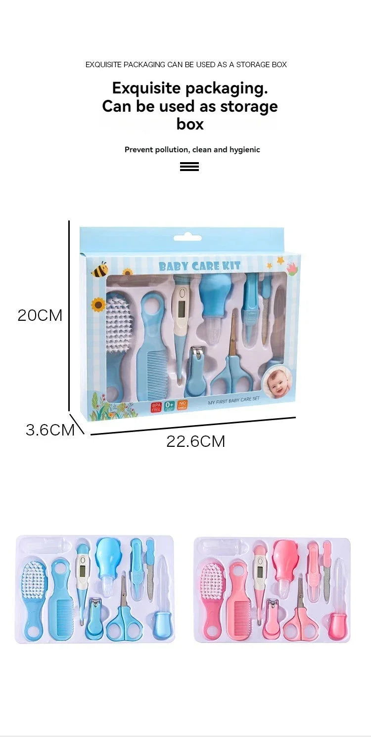 Soins de santé des cheveux thermomètre brosse de toilettage tondeuse anneau de dentition brosse à dents Kit bébé essentiels 10 pièces bébé coupe-ongles ensemble de soins enfant