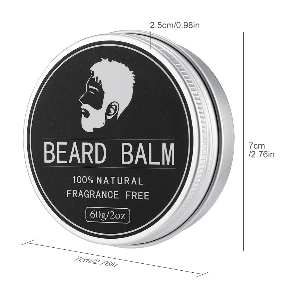 Baume à barbe pour hommes, 60g, cire de croissance des poils du visage, épais, hydratant, nourrissant, crème professionnelle pour moustache, soins pour la barbe