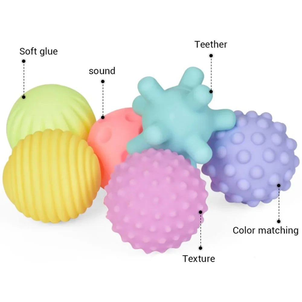 Boules texturées pour bébé, jeu sensoriel, activité de 6 à 12 mois, balle multi-doux, jouets de douche Montessori pour enfants, meilleur cadeau, 6 pièces
