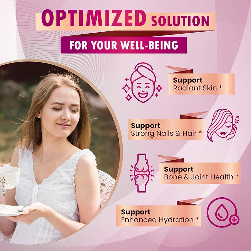 Capsules de collagène, Booster de biotine et de kératine, Anti-vieillissement, blanchissant la peau des ongles, cheveux flexibles et ongles forts, supplément nutritionnel