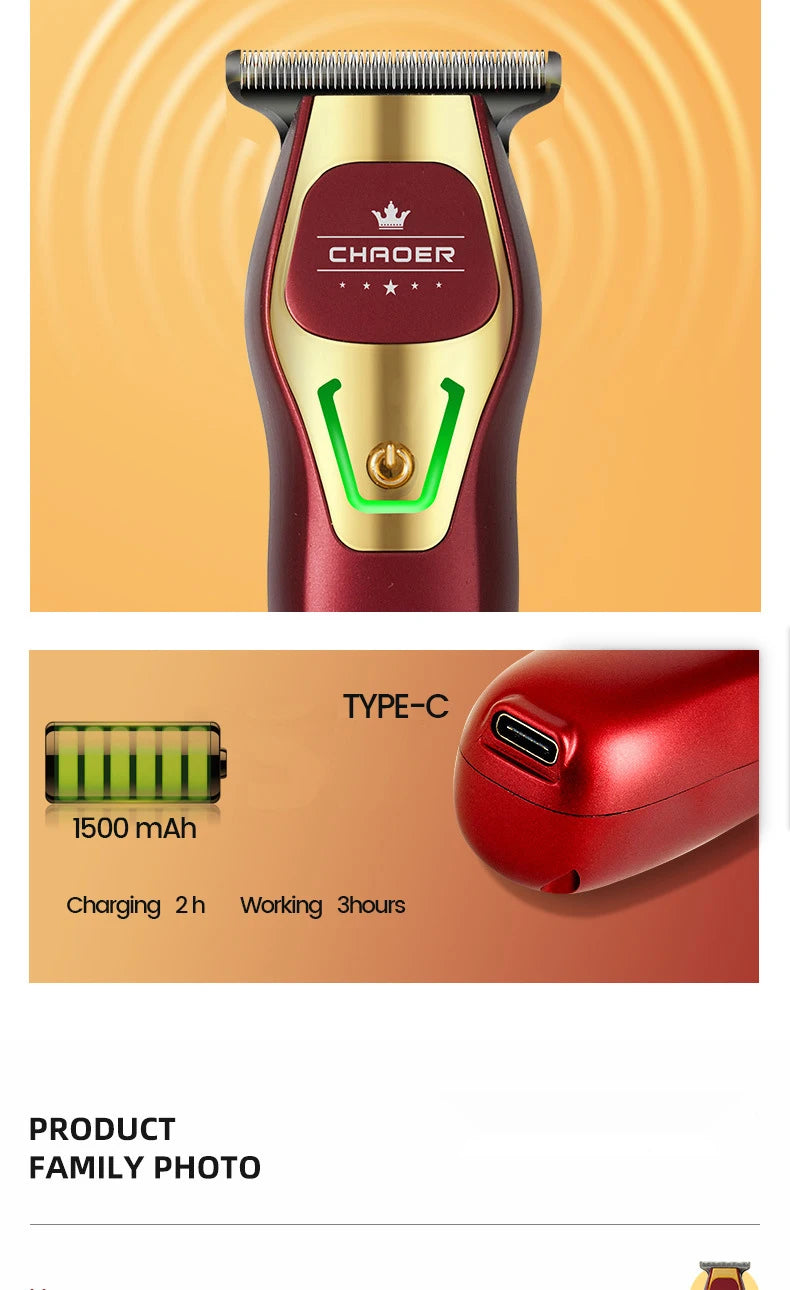 Tondeuse à cheveux professionnelle pour Salon de coiffure hommes rasoir tondeuse à barbe électrique lame en T 0 MM coupe-cheveux sans fil Machine de coupe de cheveux