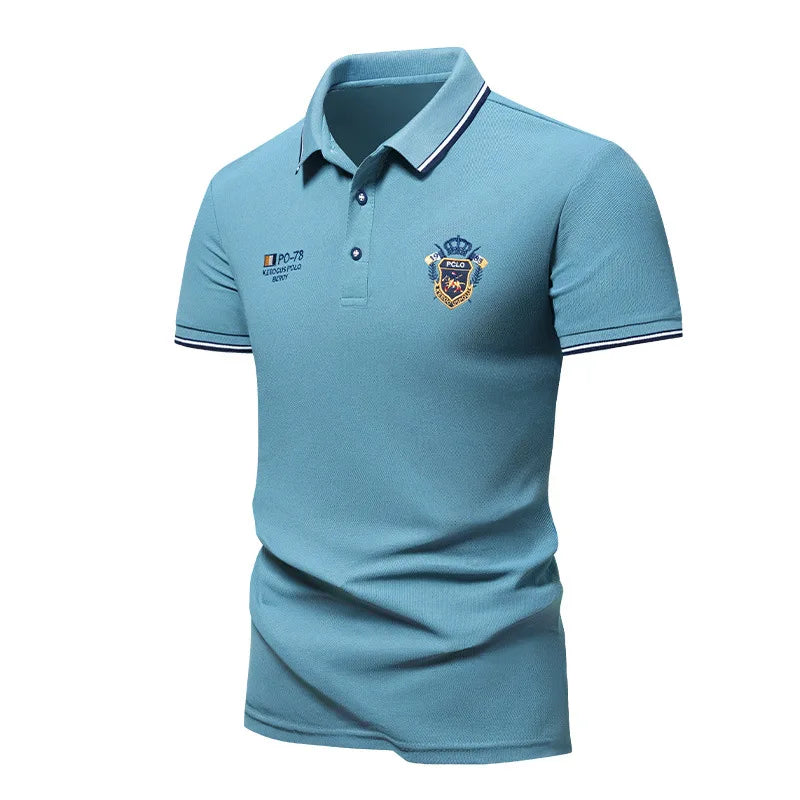 Nouveaux hommes polos brodés été à manches courtes chemise de luxe haut décontracté revers T-shirt respirant léger T-shirt Homme