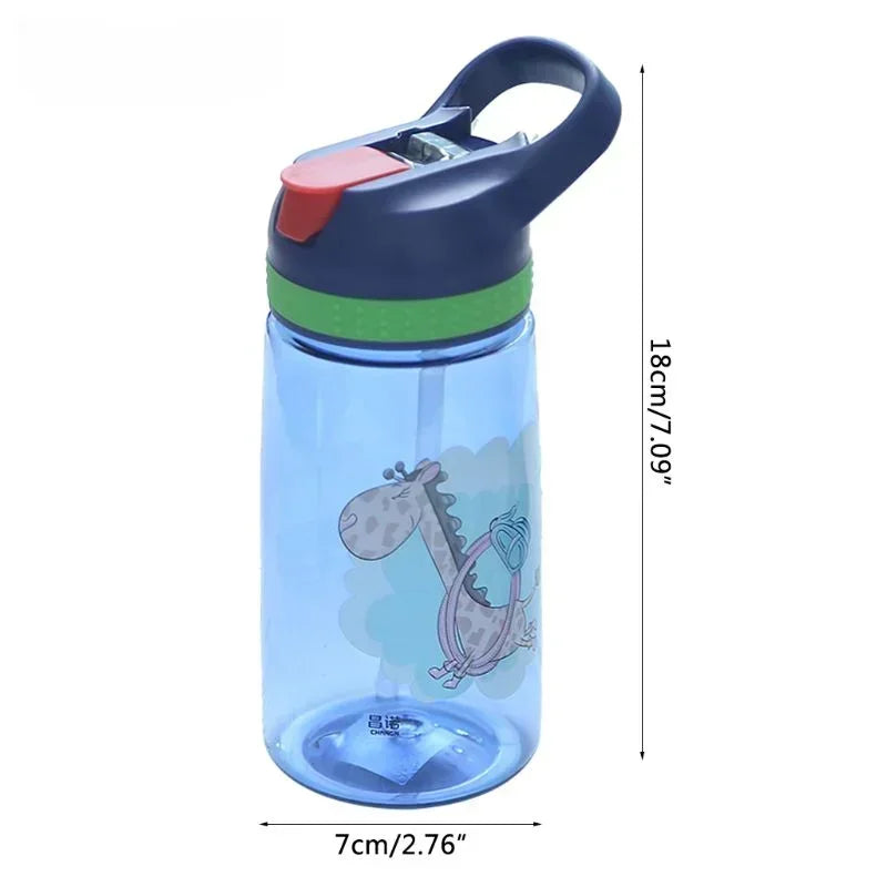 Bouteille d'eau pour enfants avec paille sans BPA, bouilloire à boire pour enfants, tasse d'école Portable en plastique sain de 480ML, tasse d'eau transparente