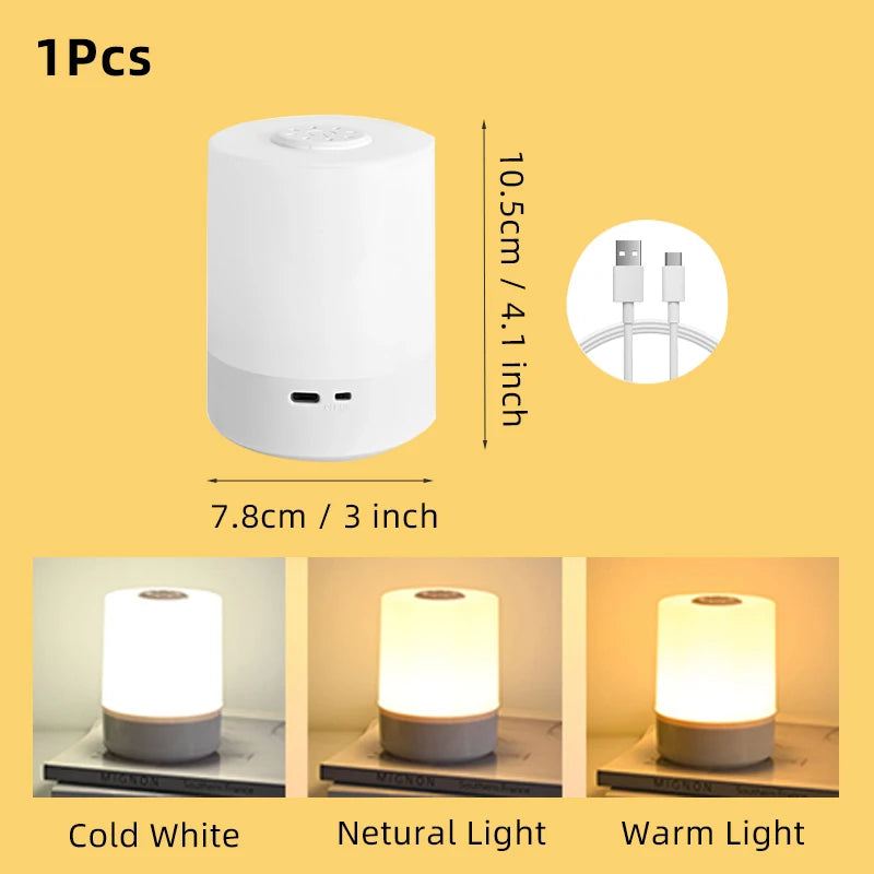 Veilleuse LED à capteur tactile pour enfants, lumière à intensité variable en continu, à côté de la lampe, chargement USB, lampe de table, veilleuse pour bébé, chambre à coucher
