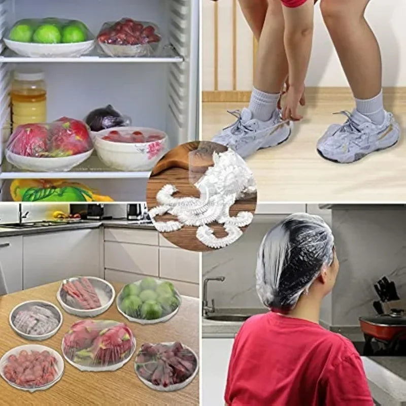 Couvercle alimentaire jetable réutilisable, enveloppe en plastique, couvercles alimentaires élastiques durables pour bols, couvercles d'assiettes élastiques pour sac d'économie de nourriture de cuisine