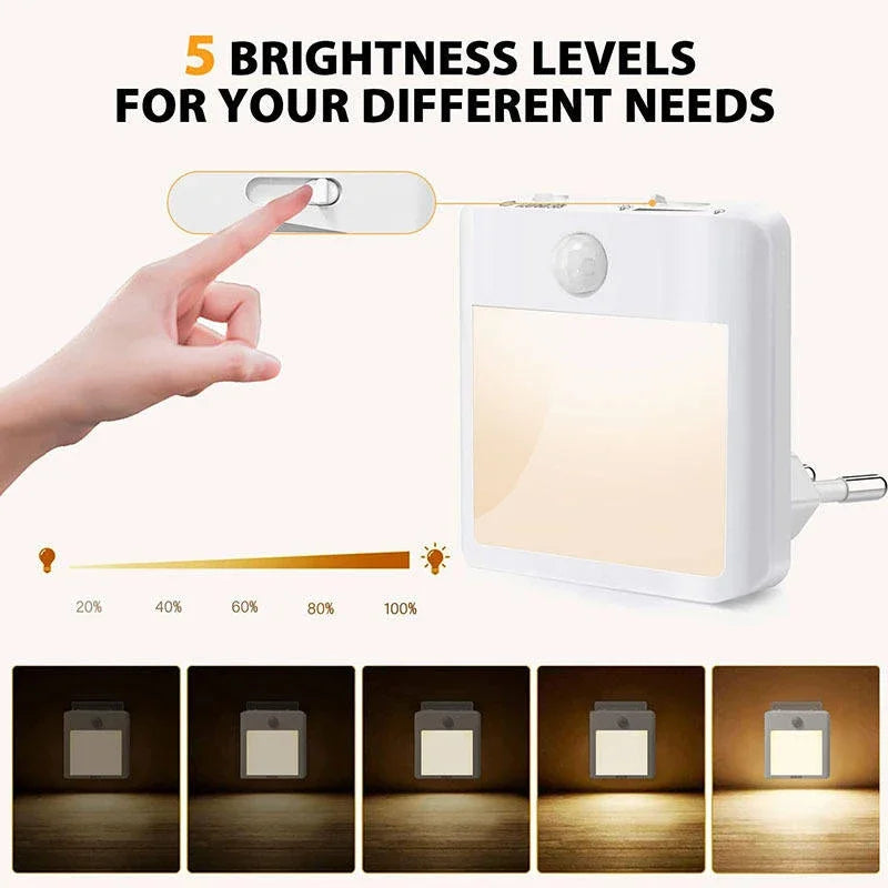 Lampe de chevet LED pour enfants, veilleuse avec prise US/EU, capteur de mouvement intelligent, applique murale pour la maison, adaptée au couloir