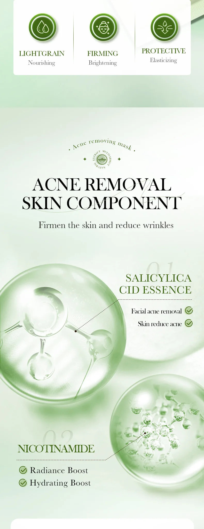 5 pièces SADOER acide salicylique masque Facial hydratant nourrissant raffermissant hydratant masques pour le visage masque en feuille soins de la peau
