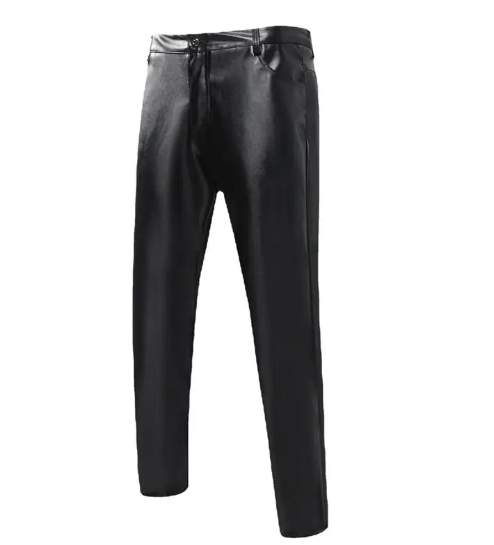 Pantalon en cuir PU pour hommes, Slim, à la mode, rouge, bleu, noir, gris, blanc, nouvelle collection 2024
