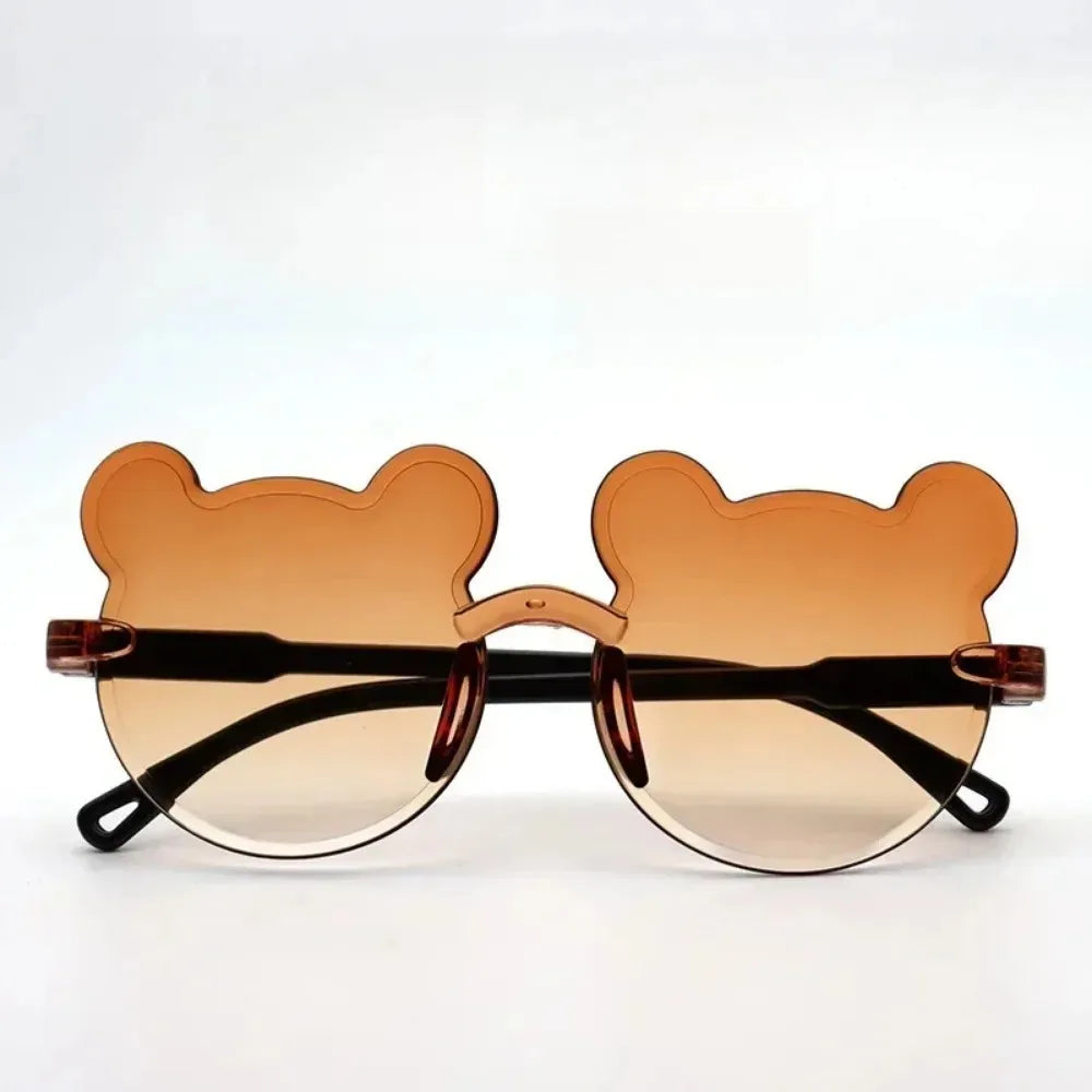 Lunettes de soleil pour enfants, ours de dessin animé mignon, pour garçons et filles, sans monture, UV400, pour voyage en plein air, ski