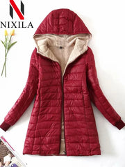 Nouveau en automne hiver manteau femme mode coréenne édition élégante à capuche droite Parkas chaud flanelle vestes pour femmes vêtements