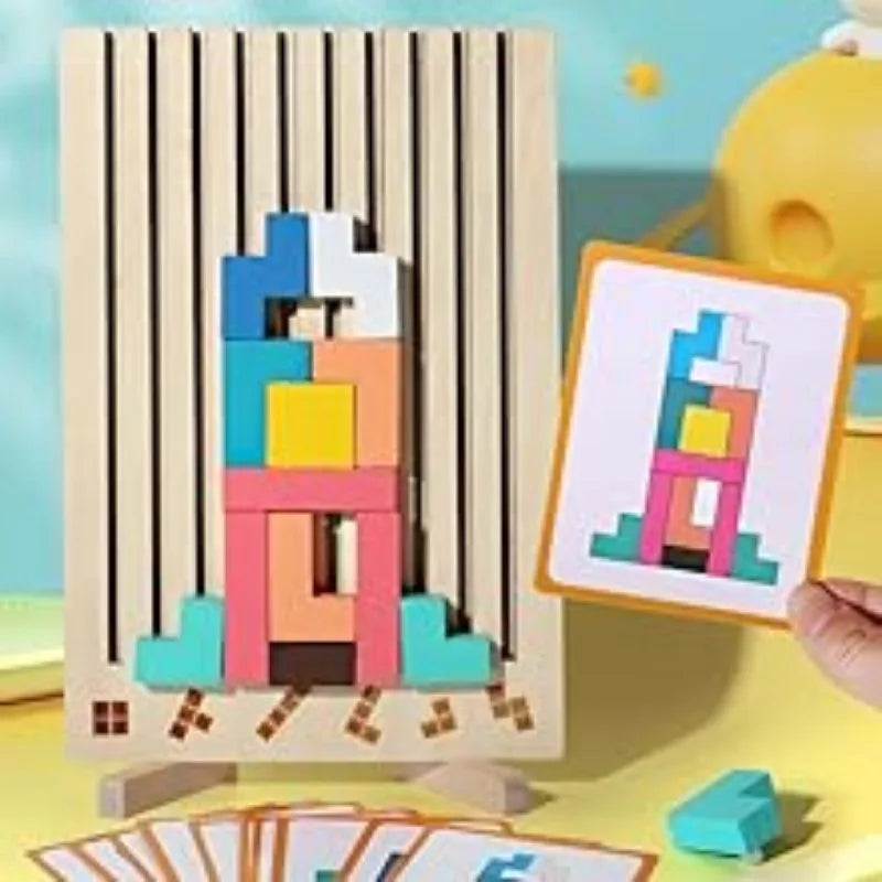 Puzzle en bois, jeu d'empilage pour activité de rassemblement familial, casse-tête STEM pour enfants et adultes, éducatif sensoriel Montessori