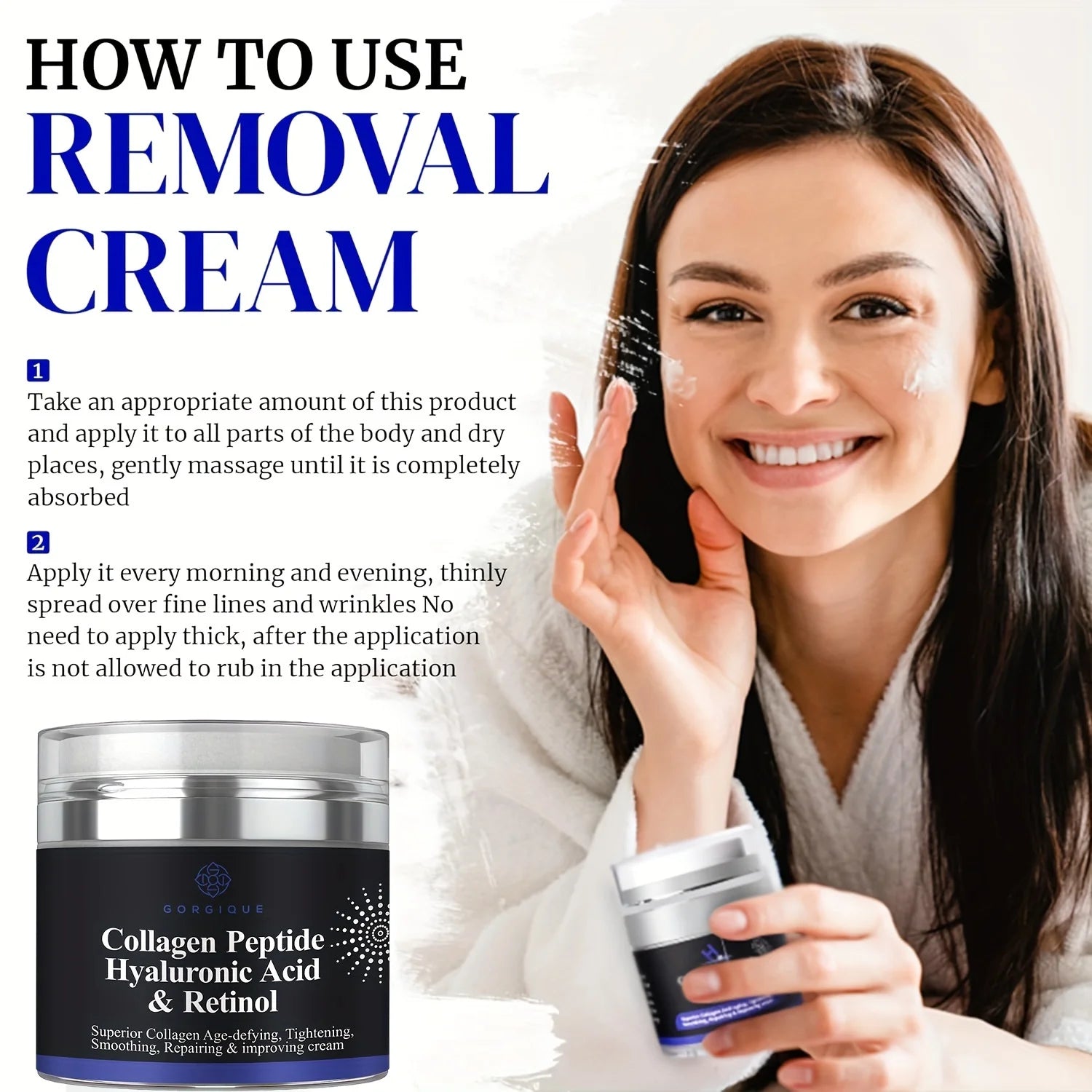 Crème peptidique au collagène, Anti-rides, acide hyaluronique et rétinol, raffermissante et raffermissante, soins pour la peau, hydratant pour le visage