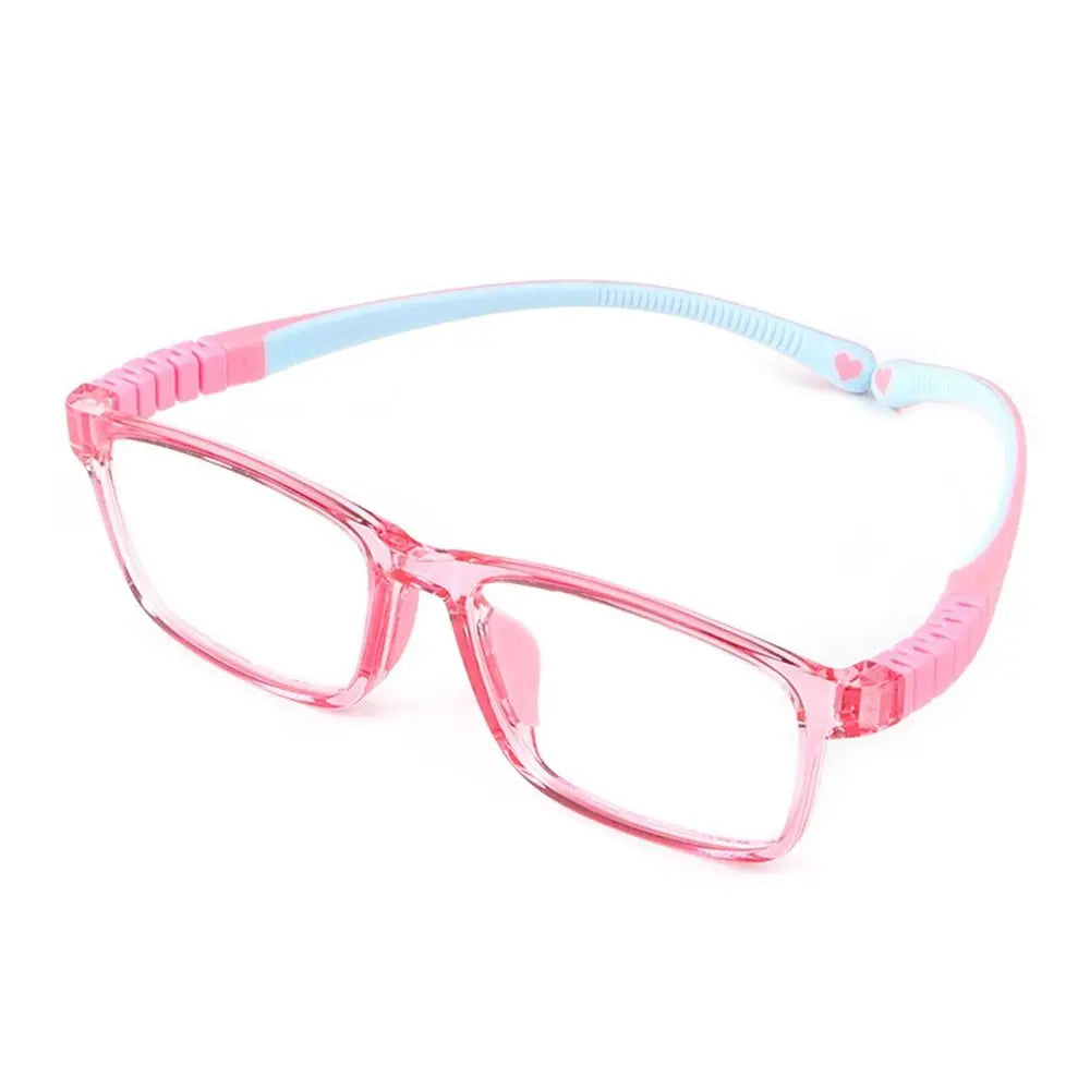 Children's blue light blocking glasses, silicone, for boys and girls, for computer use, ultra-lightweight, square, transparent