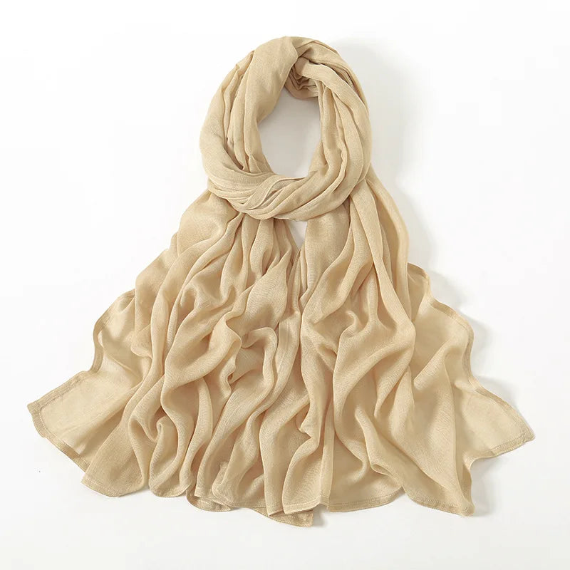 Ramadan Solid Color Plus Size Cotton Rayon Hijab Scarf Women's Muslim Headscarf Wraps Shawls Muslim Women's Headband Islamic Turban