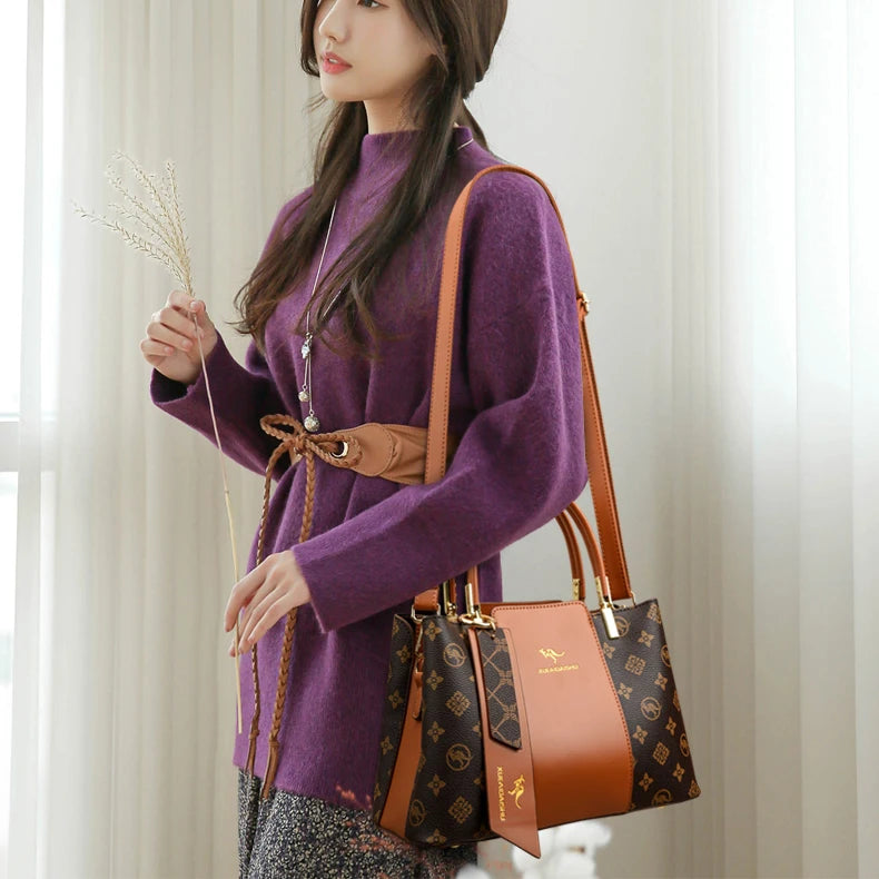 Sac à main de luxe imprimé grande capacité en cuir souple pour femmes, sac à bandoulière de loisirs de styliste pour dames