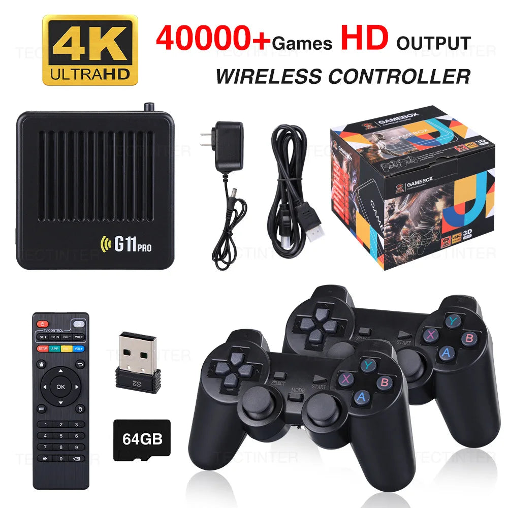 G11 Pro Game Box 4K HD TV Game Stick Console de jeu vidéo 128G intégré 40000 jeux rétro lecteur de jeu Portable manette de jeu sans fil