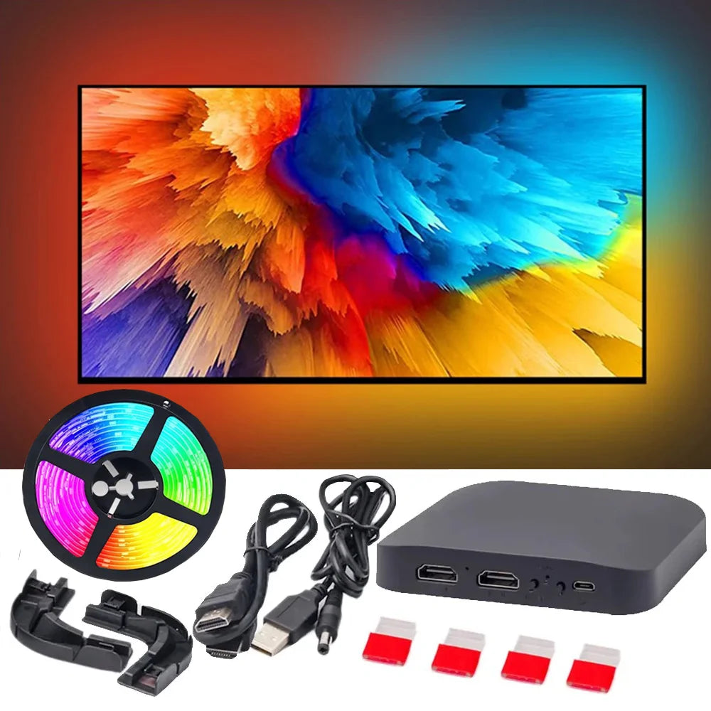Rétroéclairage Led pour TV ambiante intelligente, boîtier de synchronisation de périphérique HDMI 4K 1.4 2.0 et Kit de bande lumineuse RGBIC WS2812B 5050 pour PC 24 à 65 pouces PS4 XBOX