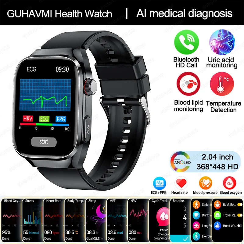 2025 nouvelle montre intelligente ECG femmes BT appel fréquence cardiaque lipides sanguins acide uricique moniteur de santé montres AI voix 650mAh sport Smartwatch