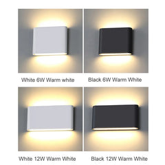 Modern Waterproof Outdoor 12W LED Wall Lamp IP65 Aluminum Up and Down Wall Sconce Garden Porch Decorative Light 110V 220V