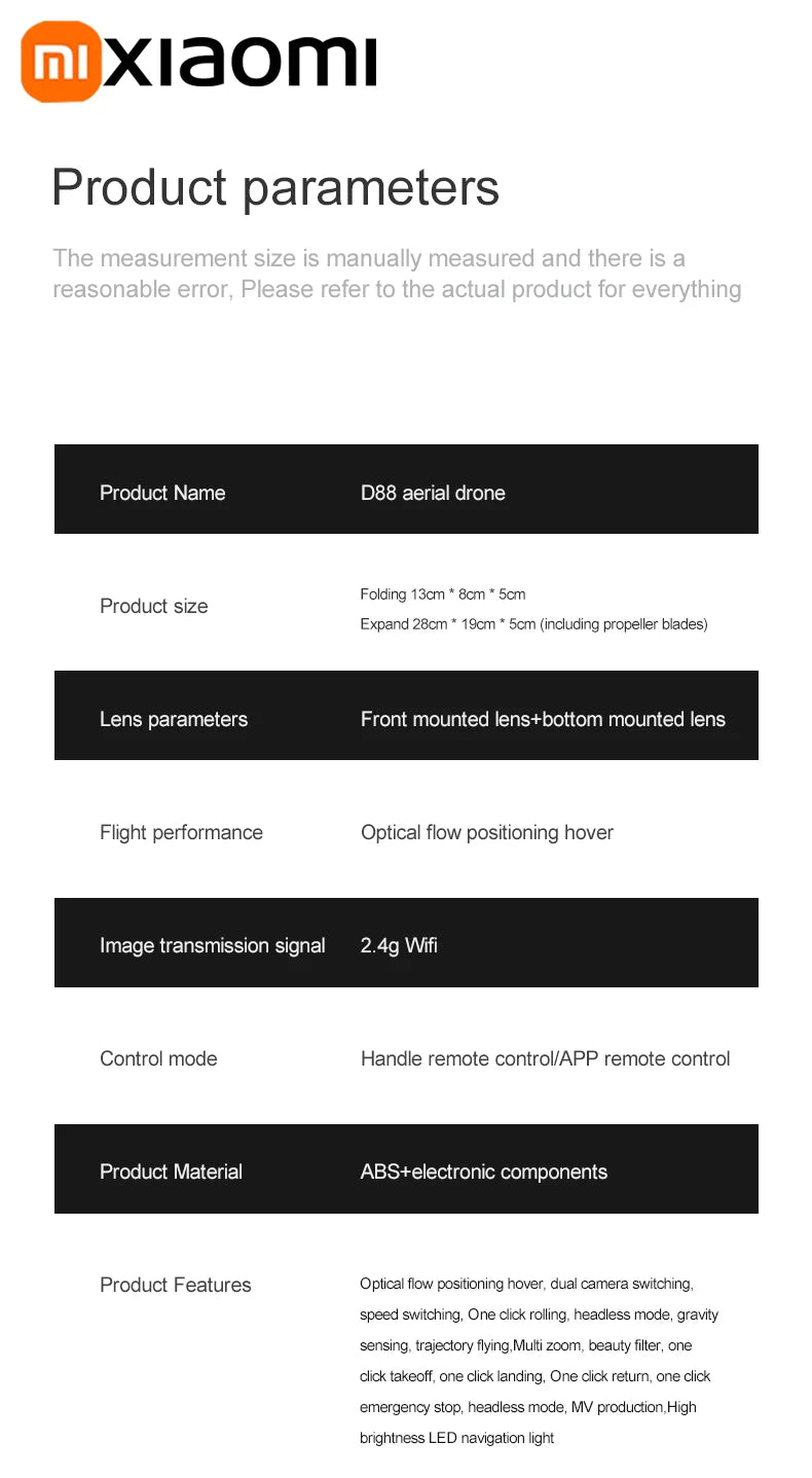 Xiaomi D88 Drone 8K aérien HD double caméra photographie Intelligent évitement d'obstacles moteur sans brosse 5G WIFI GPS retour VR Drone