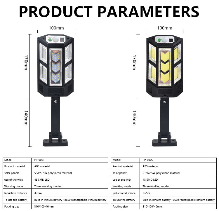 The latest solar LED light, 9900LM, outdoor solar motion sensor lamp, 4 modes, IP65 waterproof, solar garden light, street/courtyard lantern