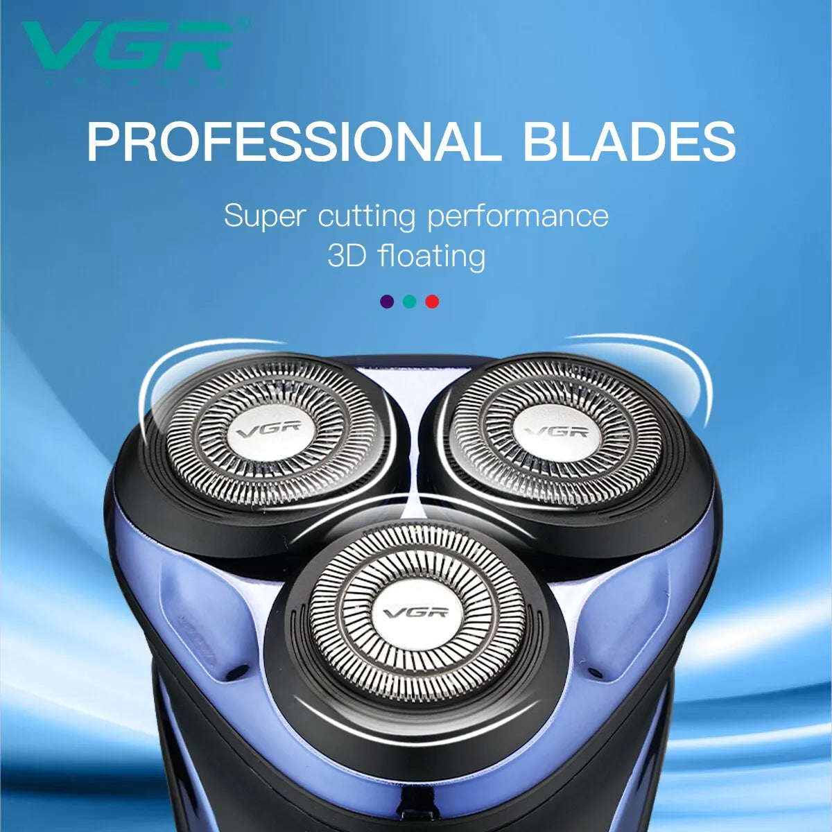 VgazElectric Rasoir Professionnel Étanche Barbe Tondeuse 3D Flottant Rasage Rechargeable Électrique pour Hommes V-306