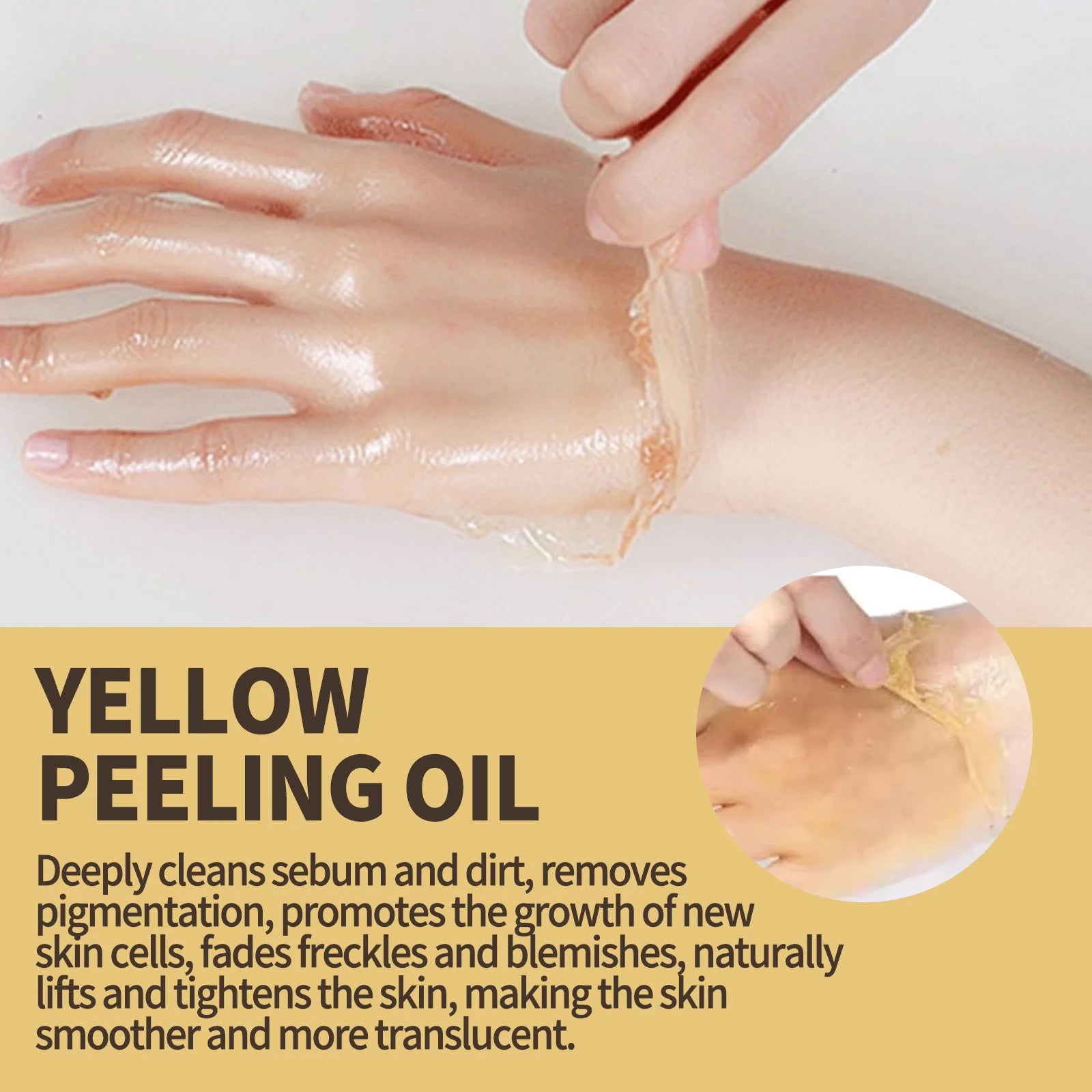 Huile de Peeling Jaune pour le Bain, Accessoire pour Blanchir la Peau Foncée, Éclaircir le Corps, les Coudes, les Genoux, la Main, Fréquence Exexponsive, Nourrir la Peau