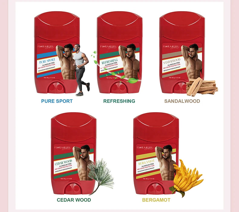 Déodorant en bois de santal pour hommes, crème anti-odeur corporelle, sans aluminium, haute Endurance, défense de la sueur et Protection contre les odeurs, Portable